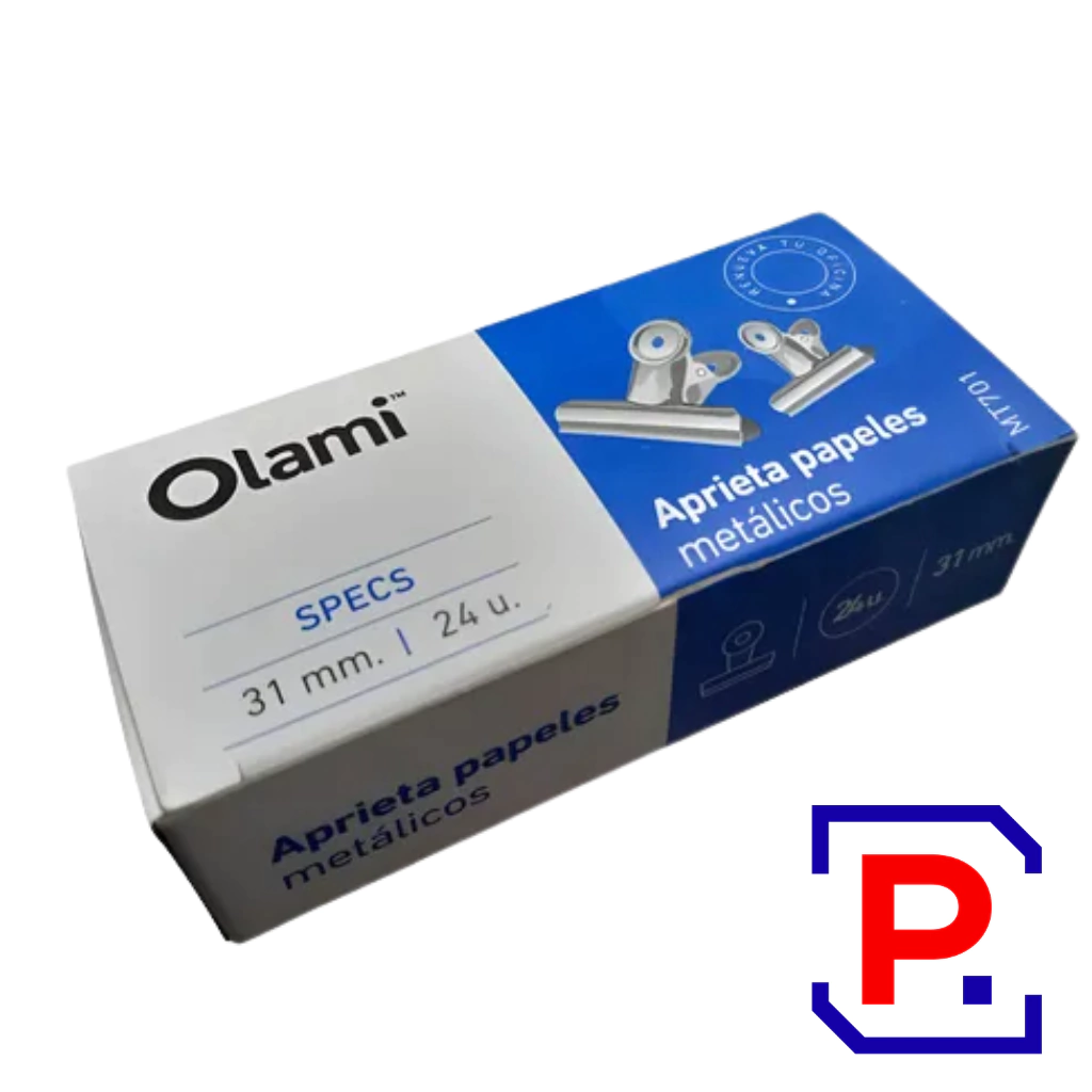 APRIETA PAPEL NIQUELADO OLAMI 31MM MT701 CAJA X 24 UNIDADES