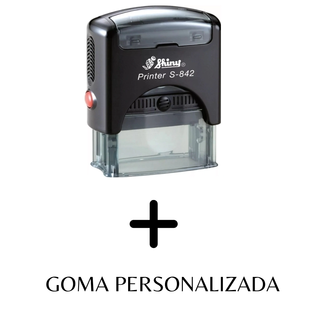 SELLO AUTOMATICO SHINY S-842 38X14MM.NEGRO + GOMA 4 LÍNEAS