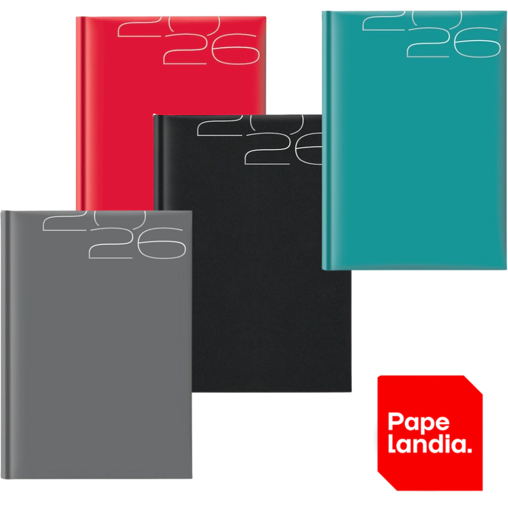 AGENDA 2026 DIARIA 14X20 POSITANO GRIS COD: 7191 ROJO ROJO