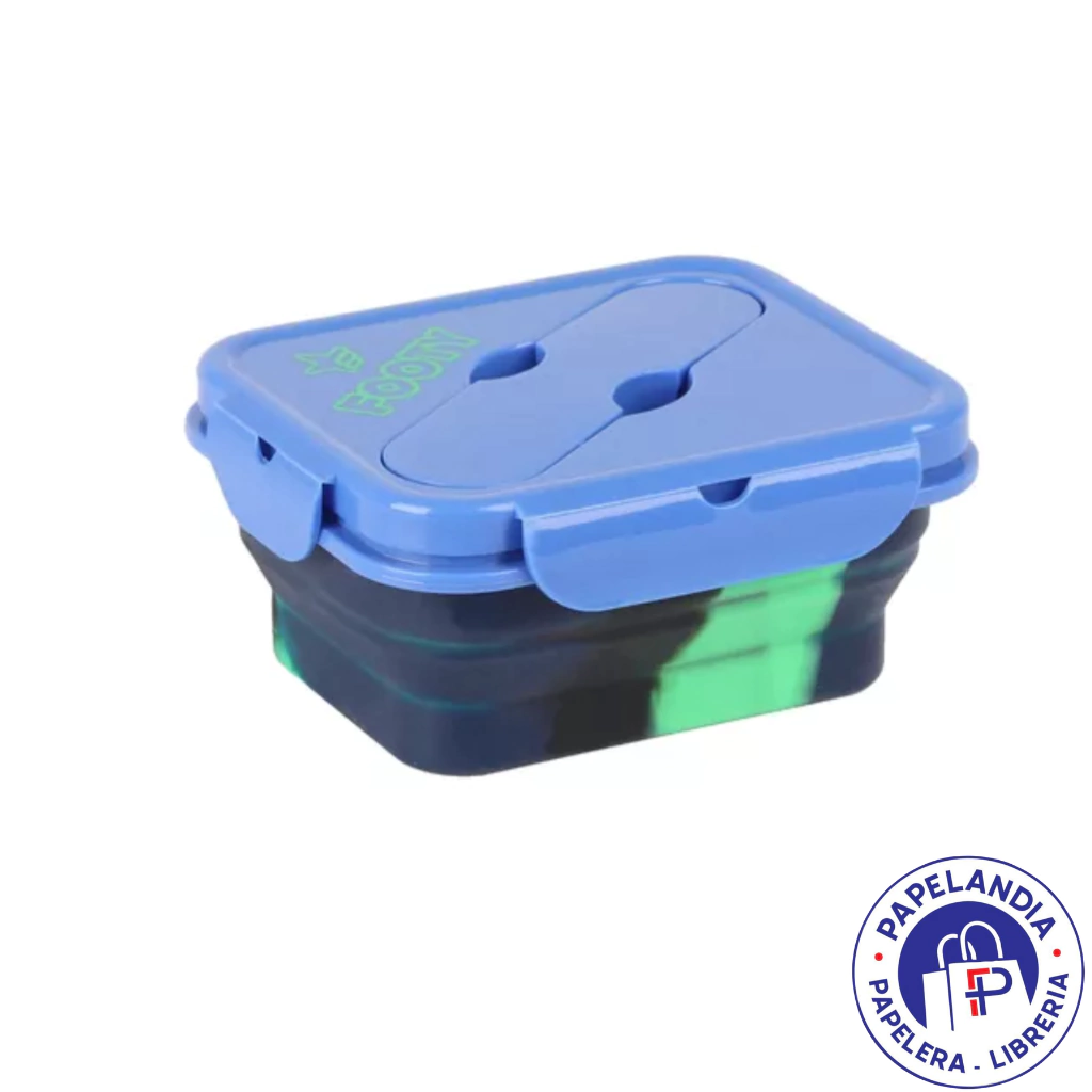 LUNCHERA PLEGABLE DE SILICONA C/TAPA RIGIDA FOOTY TS104 (BATIK AZUL)