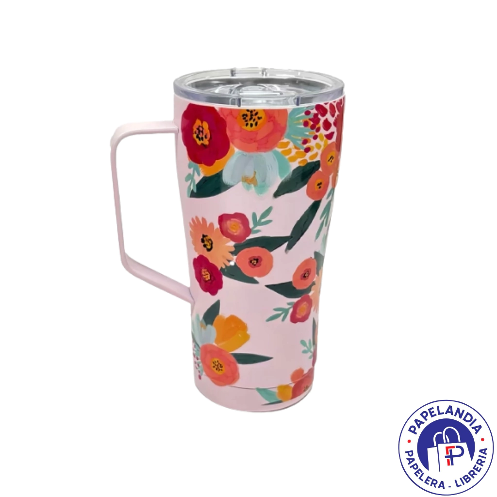VASO TERMICO CON TAPA FLOWERS 990802