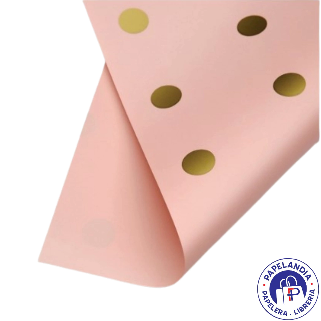 PAPEL COREANO 57 X 57CM ROSA / ROSA LUNARES ORO 647026 (617026) PAQ X 20 UNID