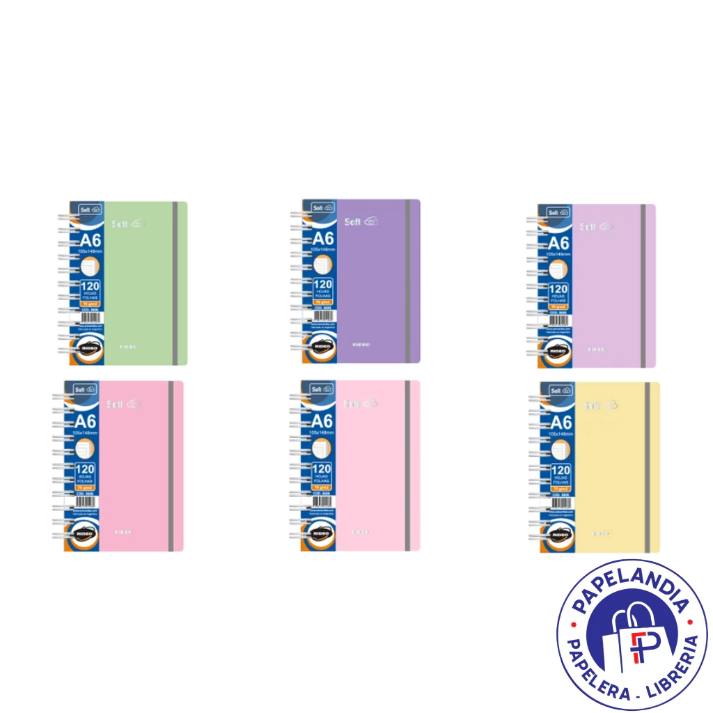 CUADERNO A6 3606 SOFT C/ELASTICO 120HJS 70GRS = RIDEO LILA