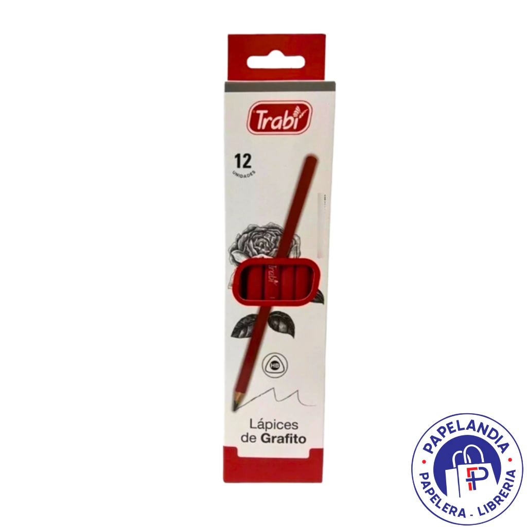 LAPIZ GRAFITO TRABI HB TRIANGULAR RESINA ROJO X 12UNID