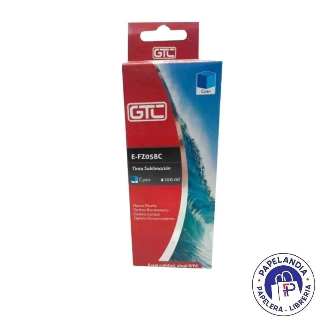 TINTA SUBLIMACION ALTERNATIVA P/EPSON CYAN 100ML E-FZ058C GTC