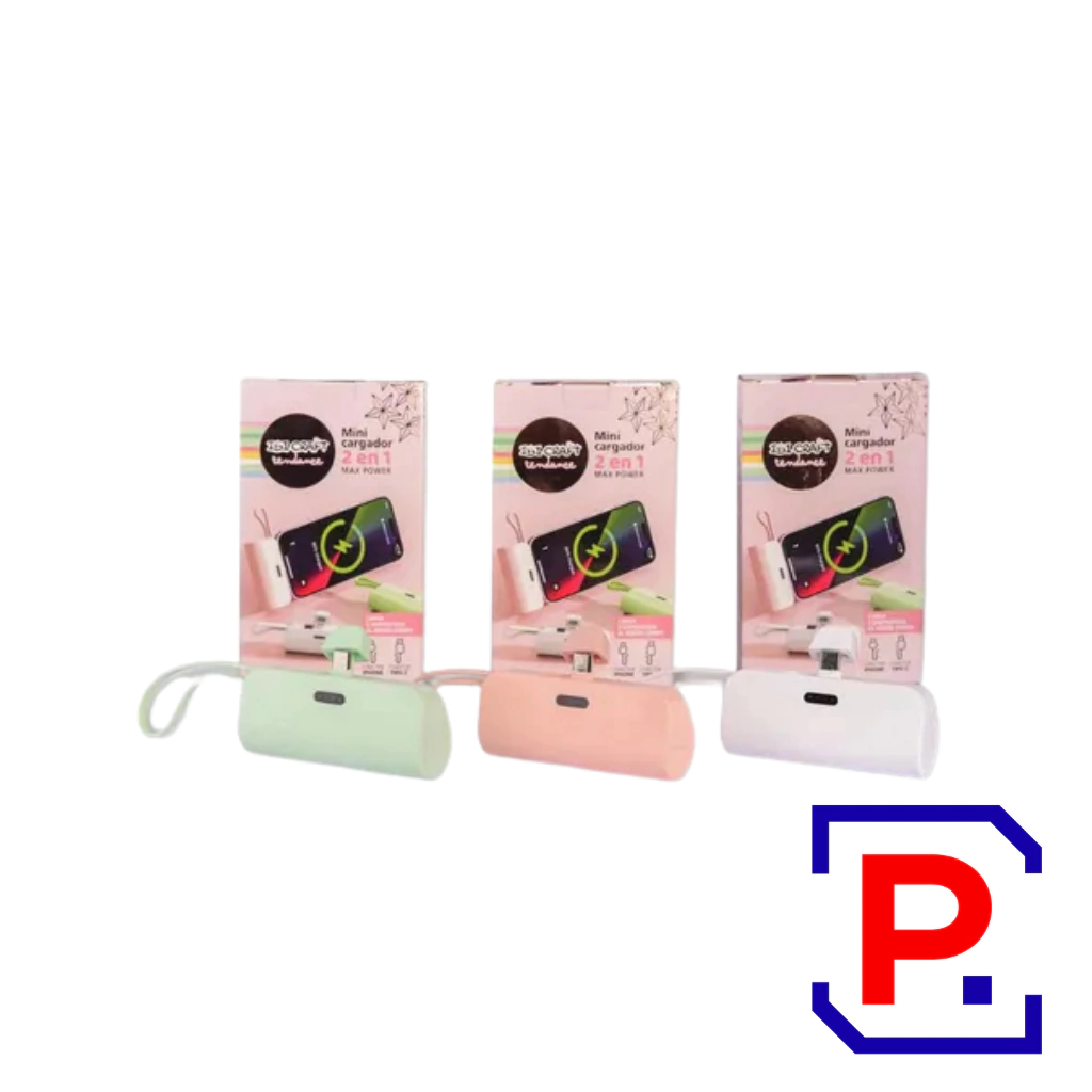 MINI CARGADOR 2 EN 1 IBICRAFT (TIPO C Y IPHONE) 970080 VERDE