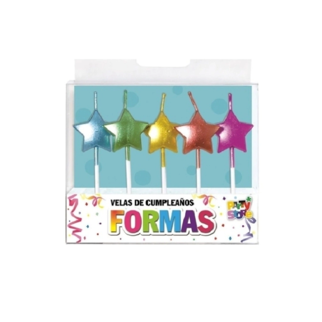 VELAS FORMAS - SET ESTRELLAS METALIZADAS X 5 PIEZAS VS011