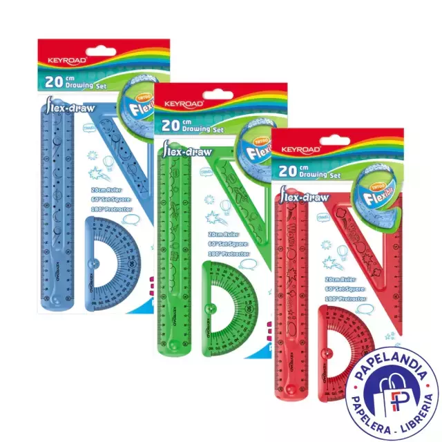 SET DE GEOMETRIA KEYROAD FLEXIBLE X 3 PIEZAS 20CM KR971698