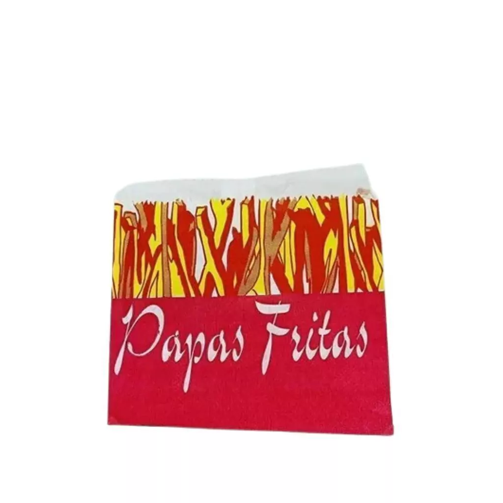 BOLSA PAPA FRITAS ROJA ANTIGRASA X 100