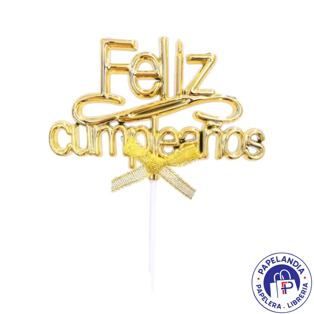 ADORNO PINCHE FELIZ CUMPLEAÑOS DORADO PARTY TIME X1 73765