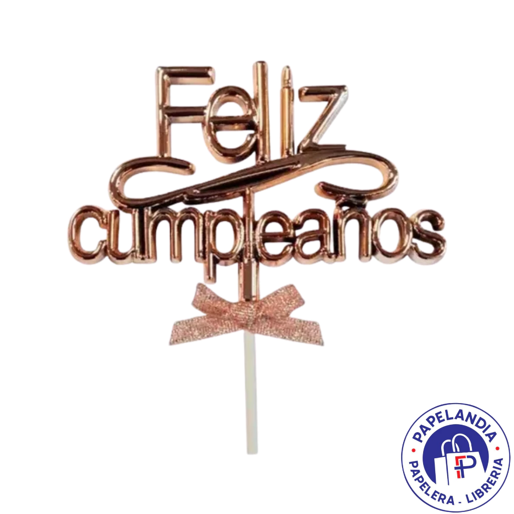 ADORNO PINCHE FELIZ CUMPLEAÑOS ROSA GOLD PARTY TIME X1 73734