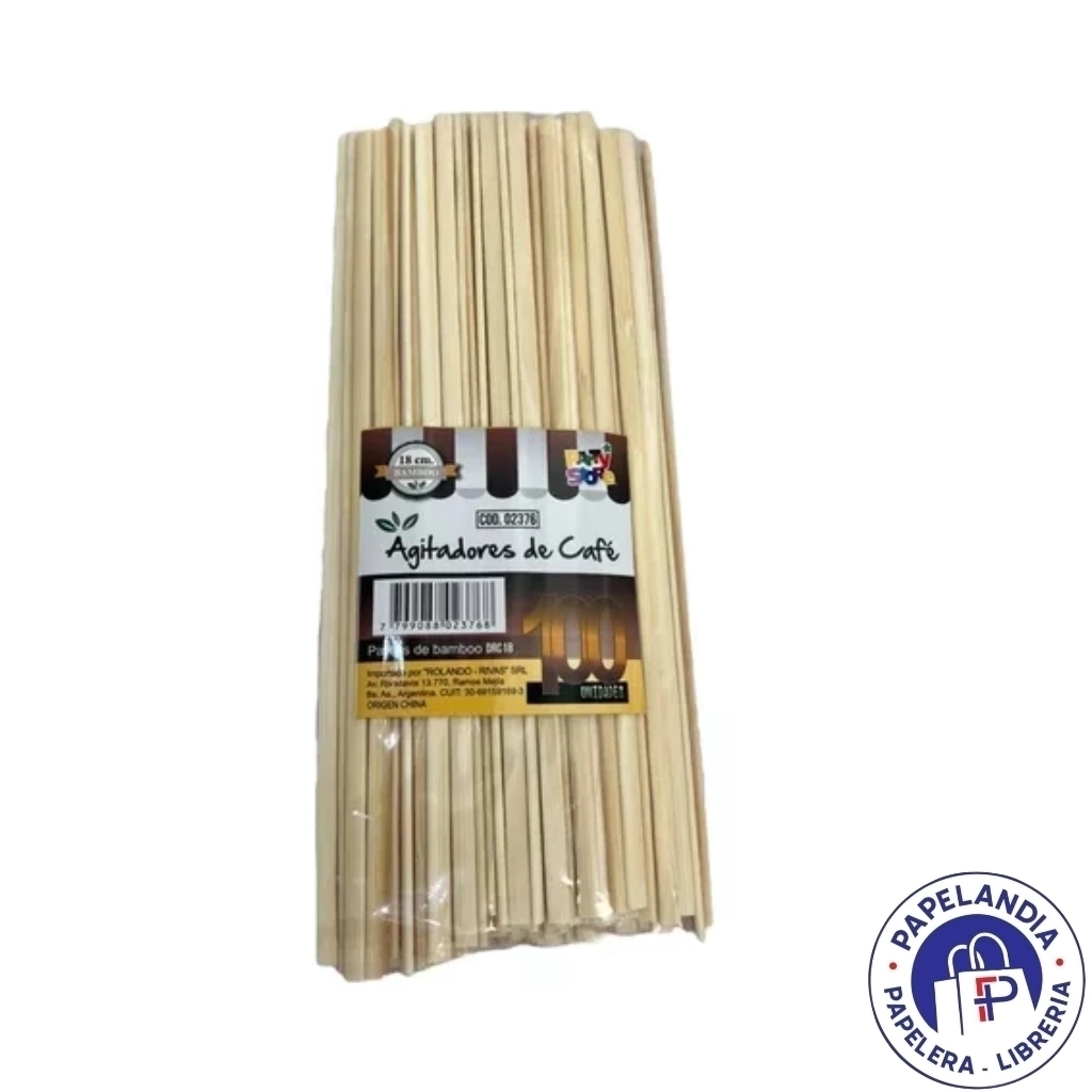 AGITADOR REVOLVEDOR DE BAMBU 18CM X 100UN DRC18