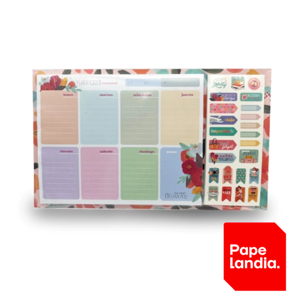 PLANIFICADOR FLOWERS 52HJS + STICKERS 70*165MM 115220