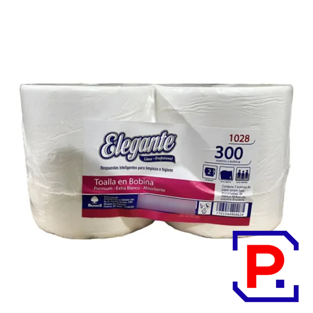 TOALLA BOBINA 20X300 ELEGANTE COD 1028 BULTO X 2
