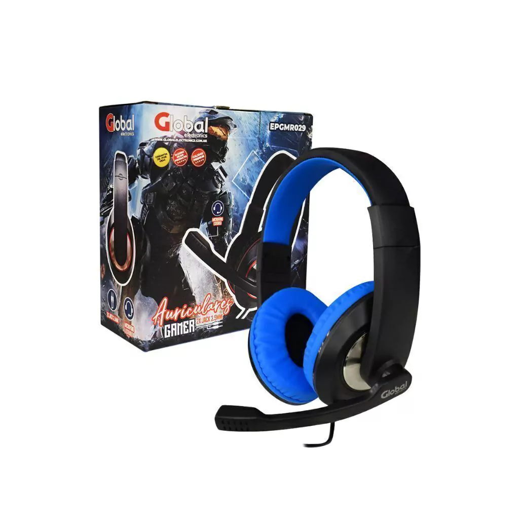 AURICULAR GAMER CON MICROFONO STEREO NEGRO/AZUL GLOBAL EPGMR029BLUE