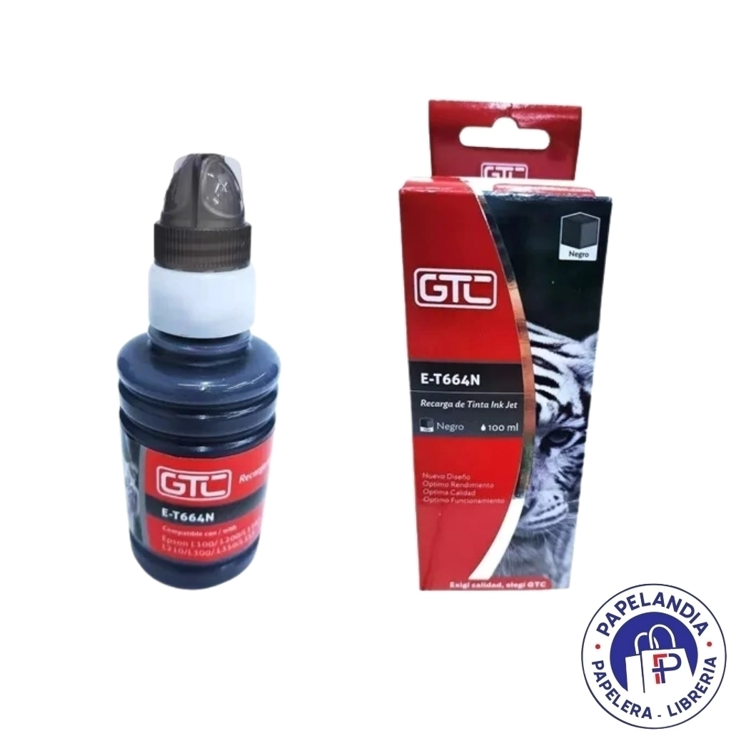 TINTA ALTERNATIVA P / EPSON T664 NEGRO 100ML E-T664N GTC