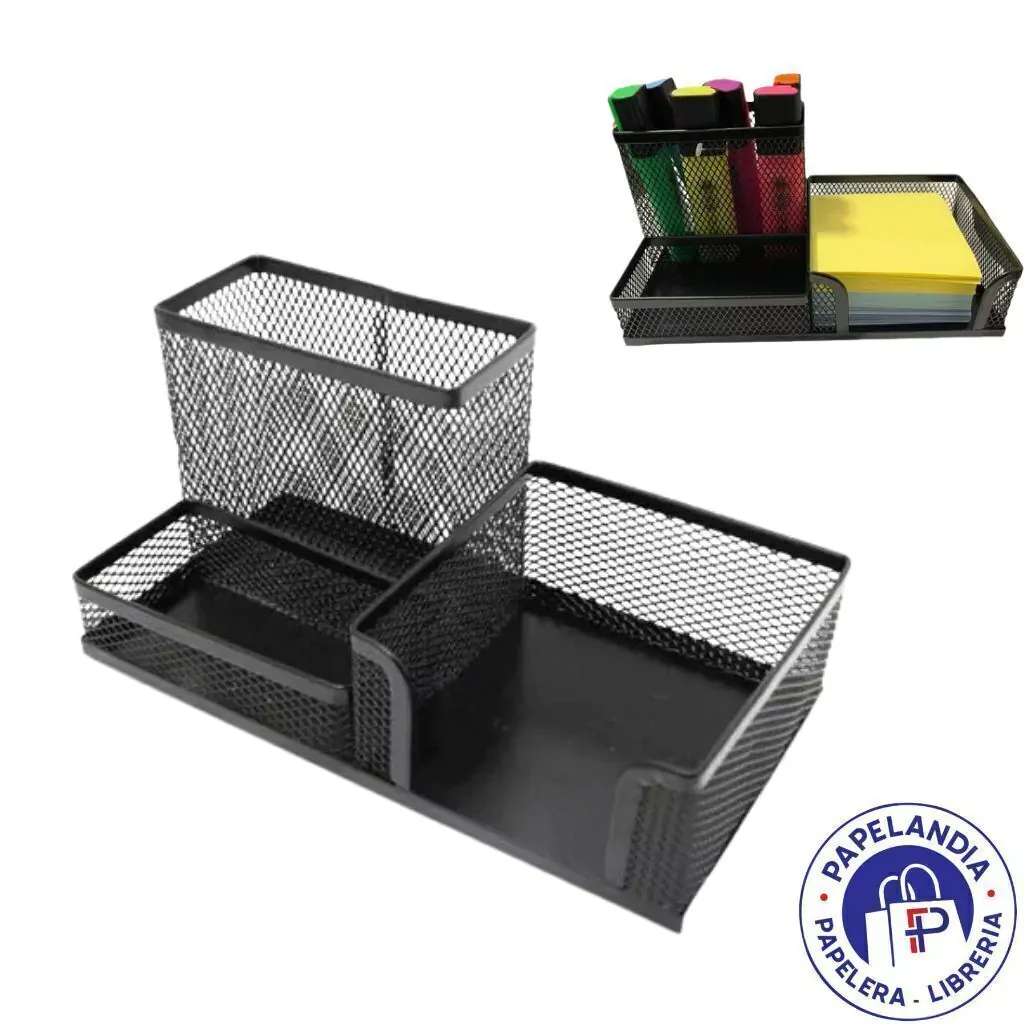 ORGANIZADOR ESCRITORIO NEGRO 3 CUERPOS METAL KENDRA 511984
