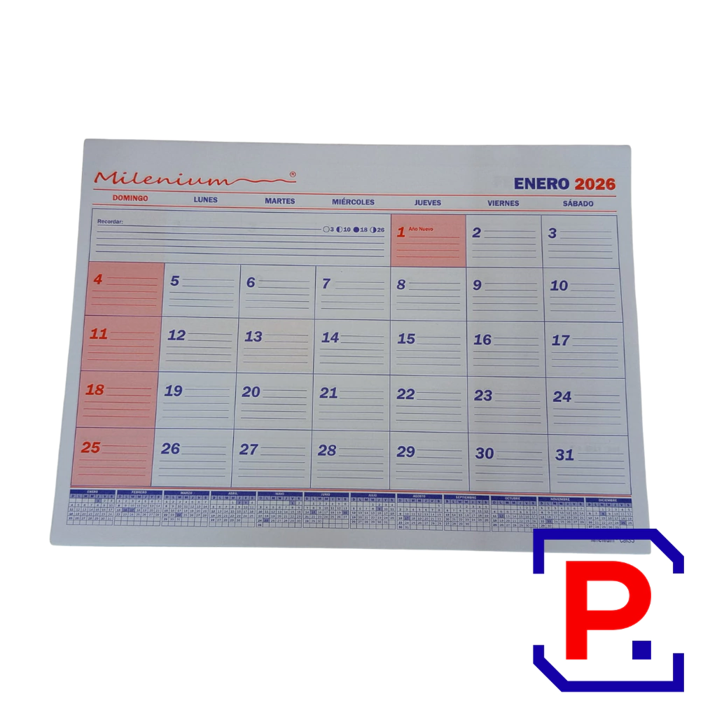 CALENDARIO CAL35 MENSUAL X UNID MEDIDA:23X32.5 2026