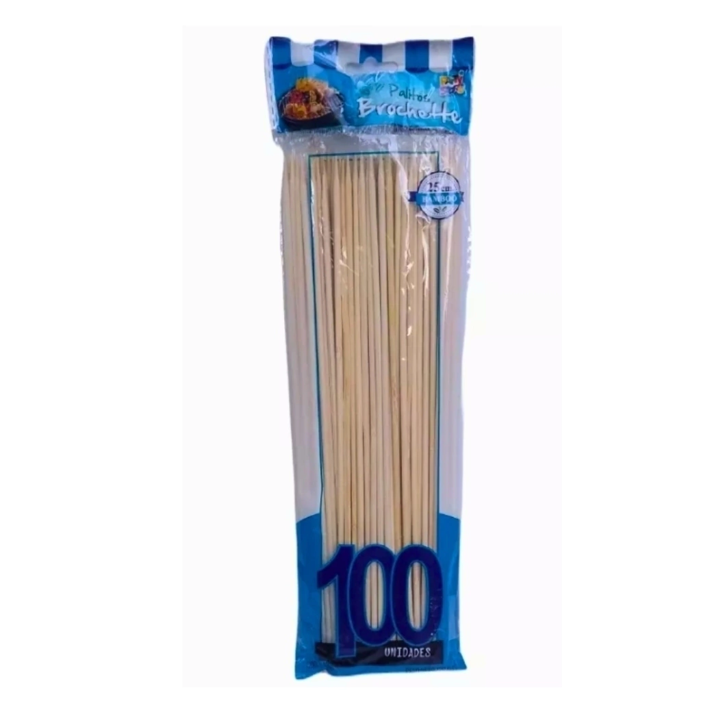 PALITO BROCHETTE 25CM X 100 UNIDADES BOLSA AZUL PA25100