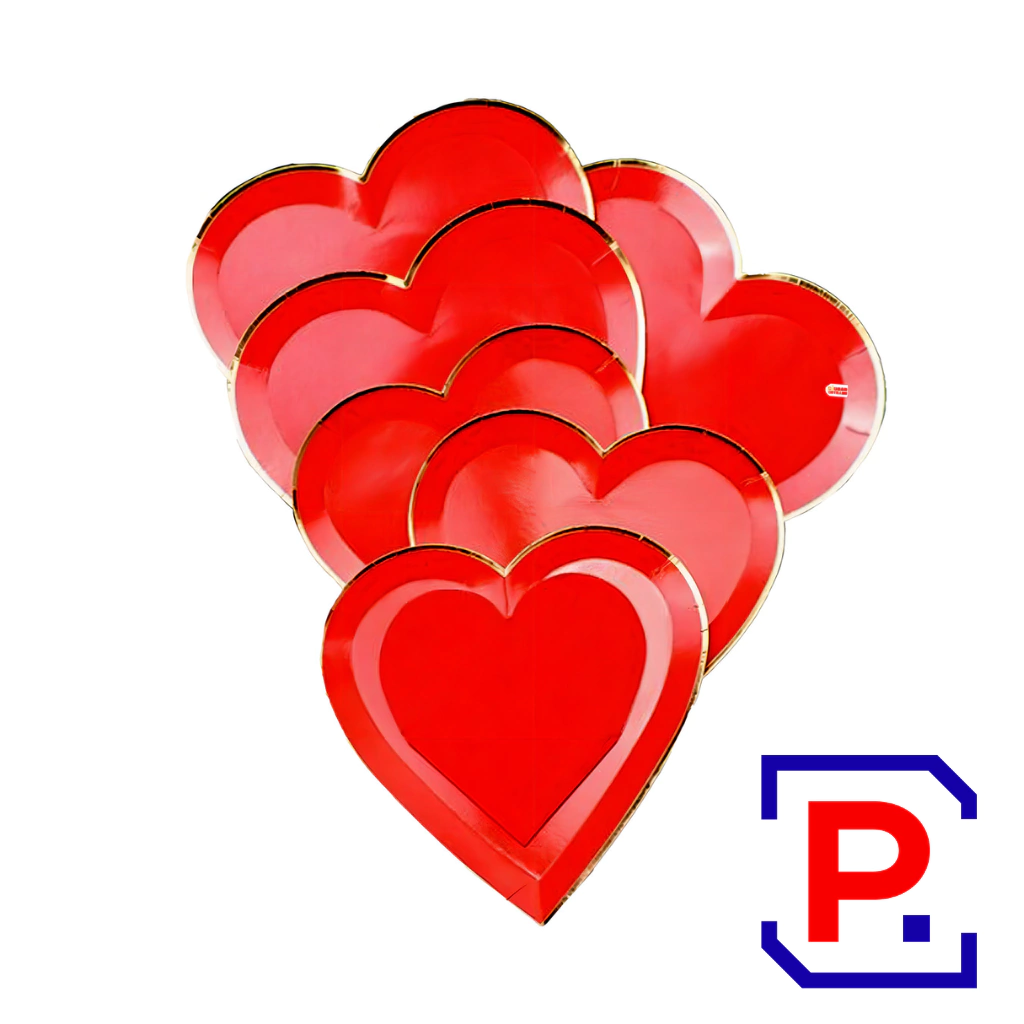 PLATO DE POLIPAPEL CORAZON X 6 UNIDADES DPC110