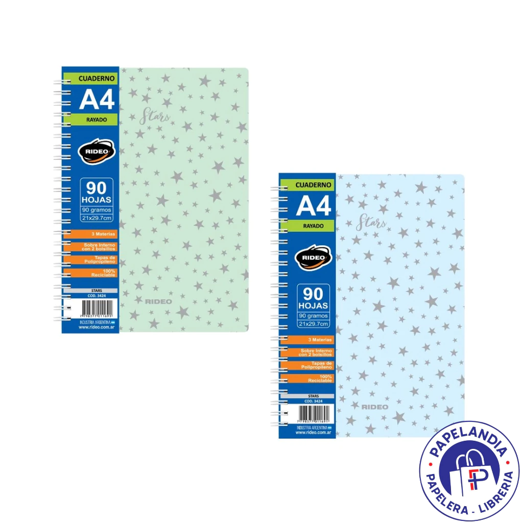CUADERNO A4 3424 STARS 90HJS 90GRS RAYADO CELESTE