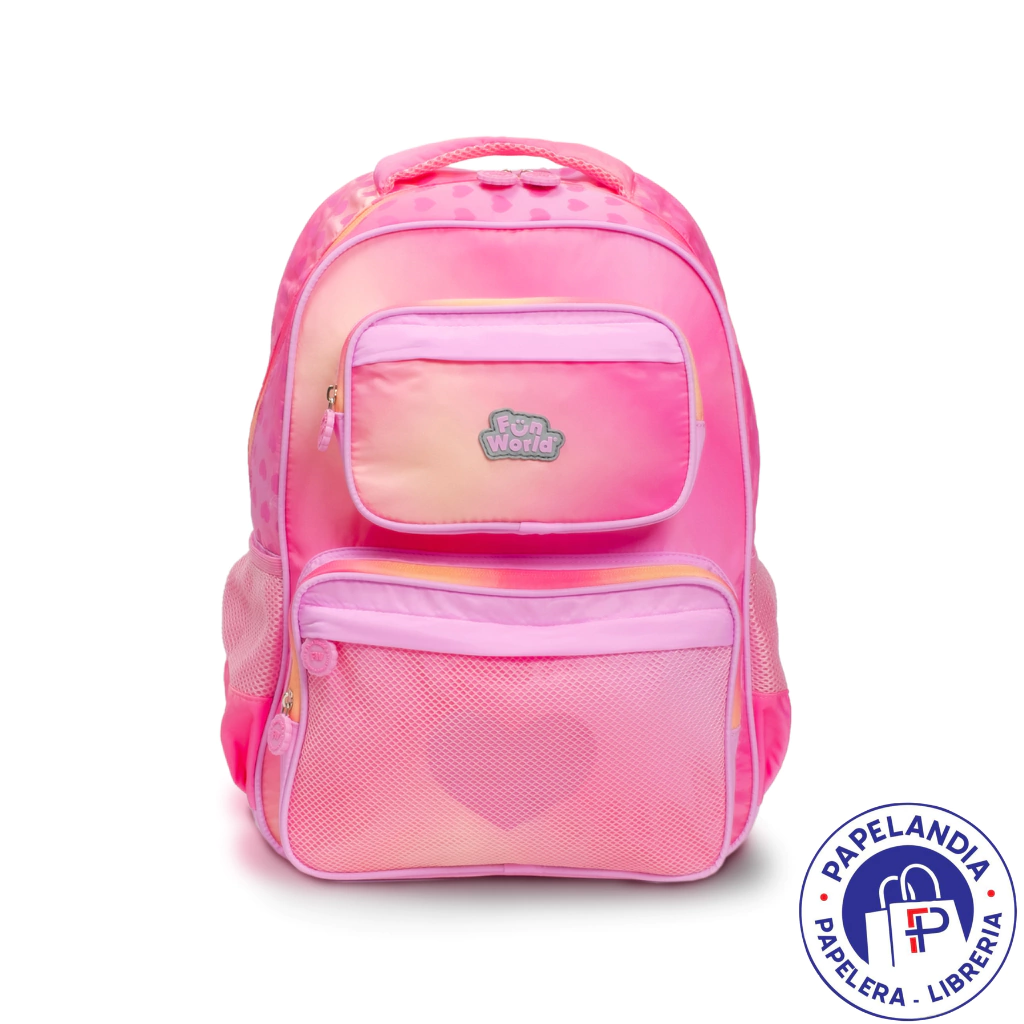 MOCHILA FUN WORLD 17" LOVELY 201236 ROSA