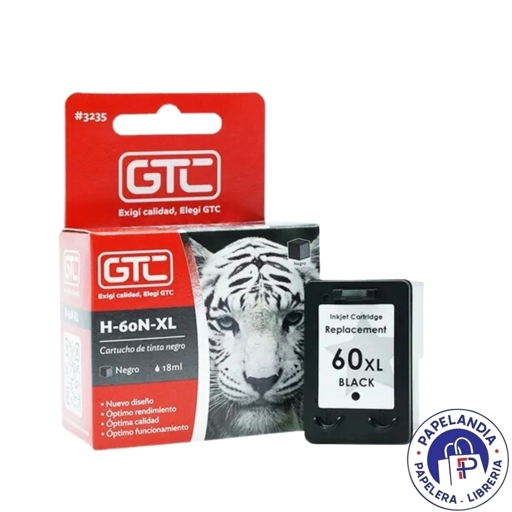 CARTUCHO ALTERNATIVO P / HP 60 XL NEGRO 18ML GT-60N (C:100) GTC