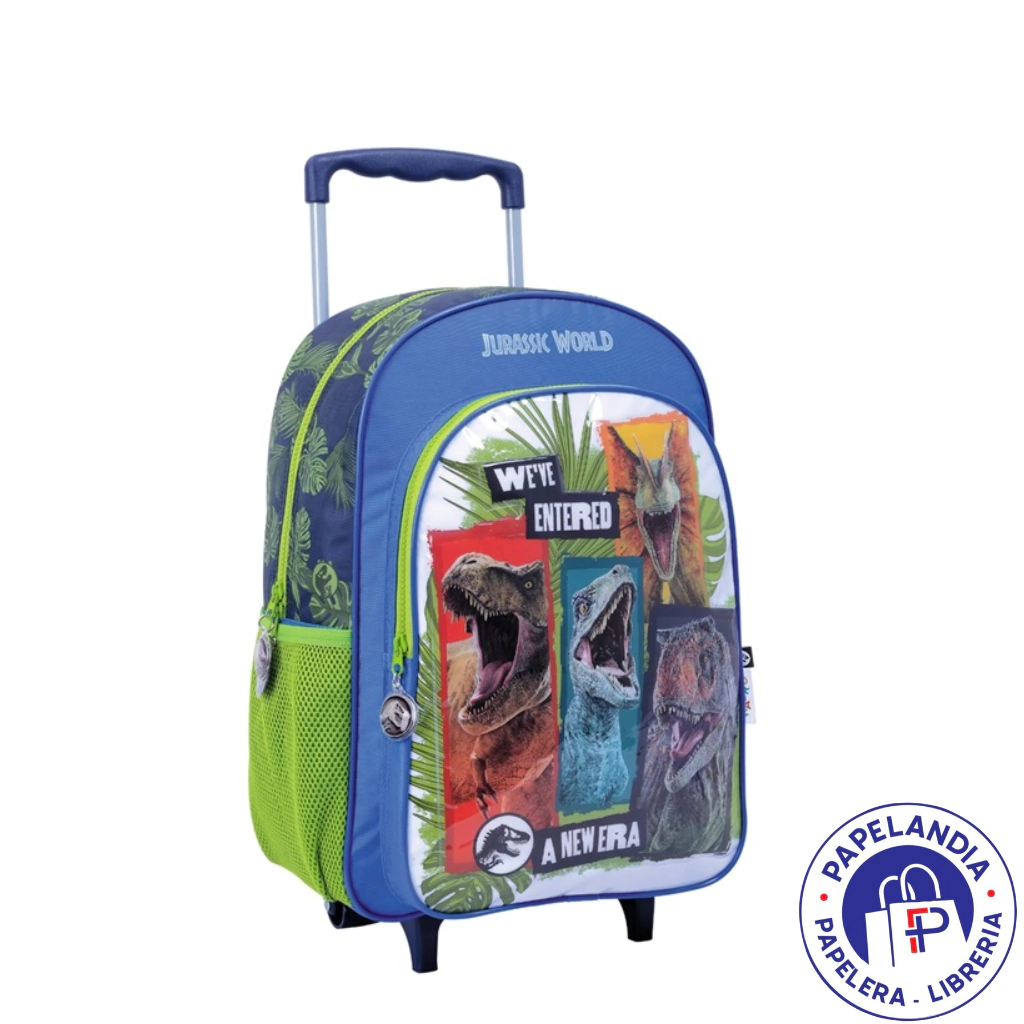 MOCHILA JURASSIC WORLD NUEVA ERA ART 77103 CON RUEDAS 16" BASE AZUL