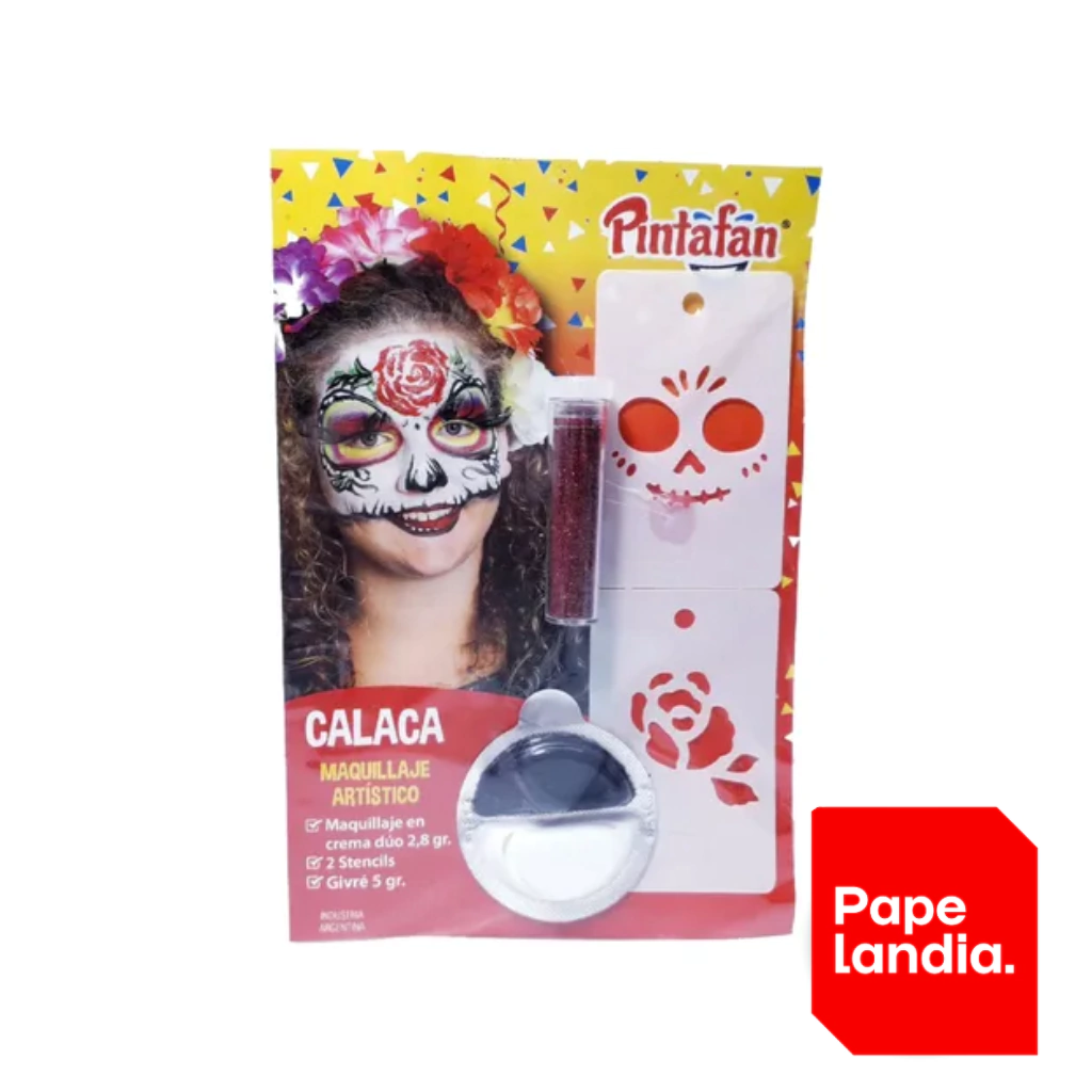 KIT MAQUILLAJE ARTISTICO CALACA CON GIBRE/STENCIL HALLOWEEN X1 COD.616.0007