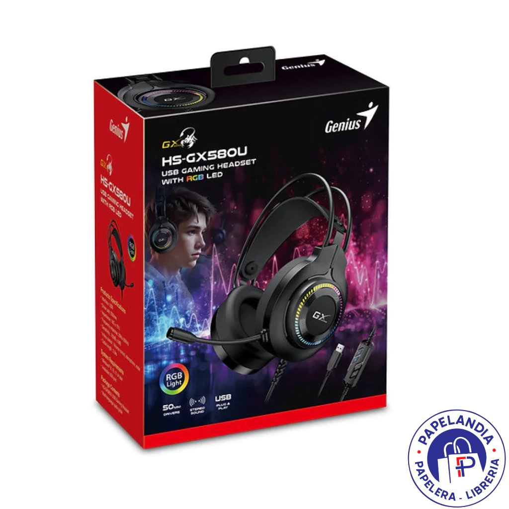 AURICULARES + MIC GENIUS HS-GX580U GAMER USB