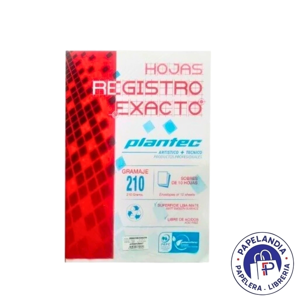 PAPEL REGISTRO EXACTO 350X500 210GRS X HOJA C/U