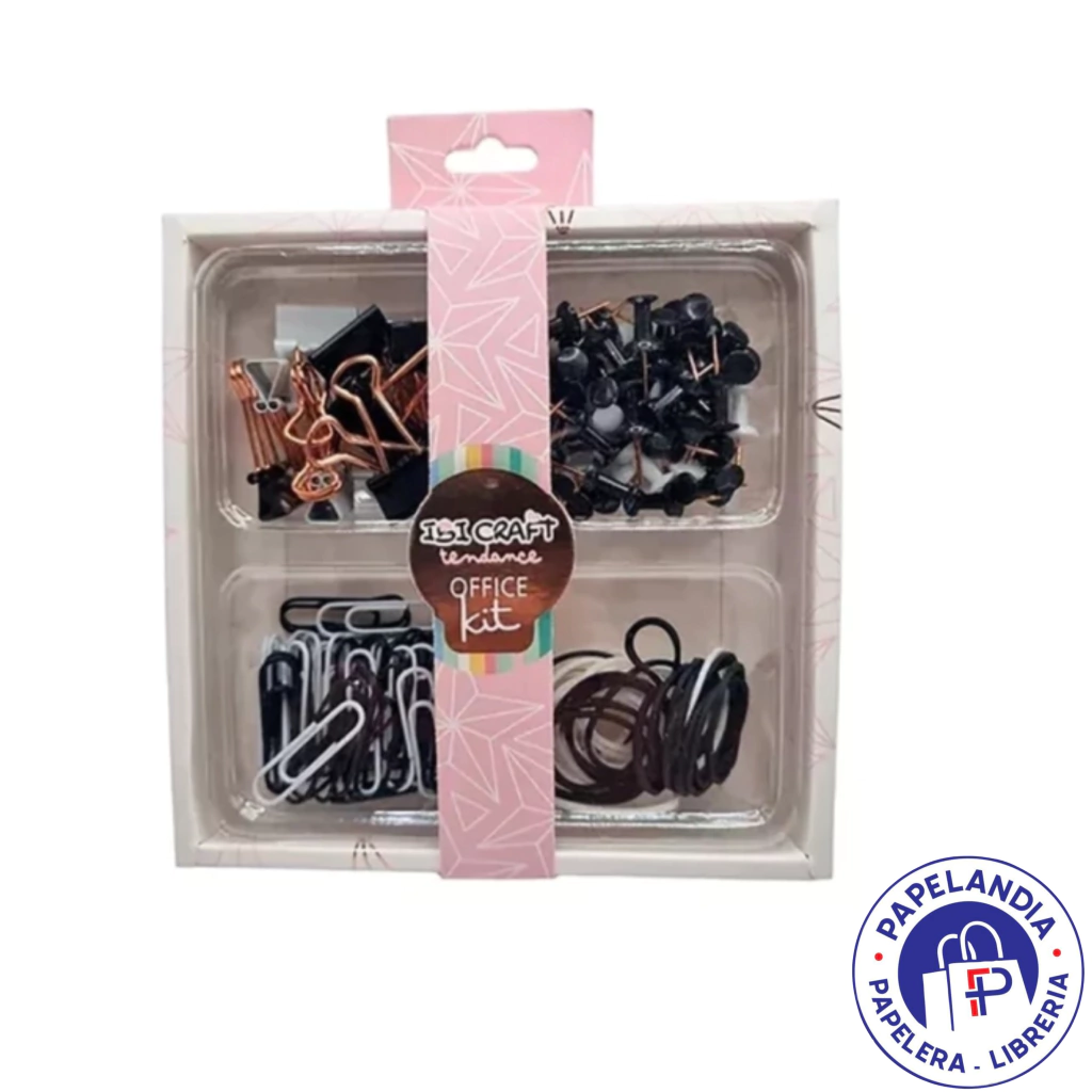 SET IBICRAFT TENDANCE CLIP/CHINCHE/BINDER/GOMA BLANCO Y NEGRO 120100