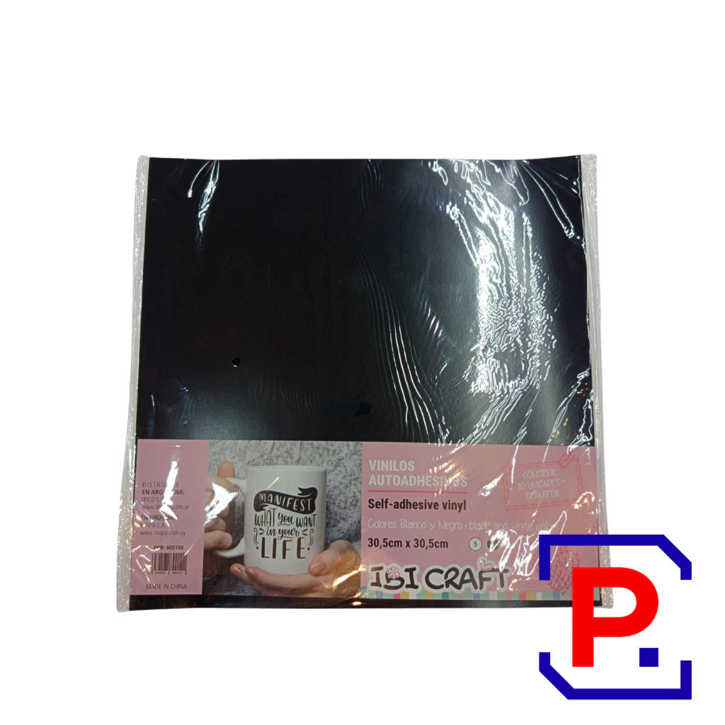 VINILO ADHESIVO 30*30 5 BLANCO + 5 NEGRO + TRANFER 625150