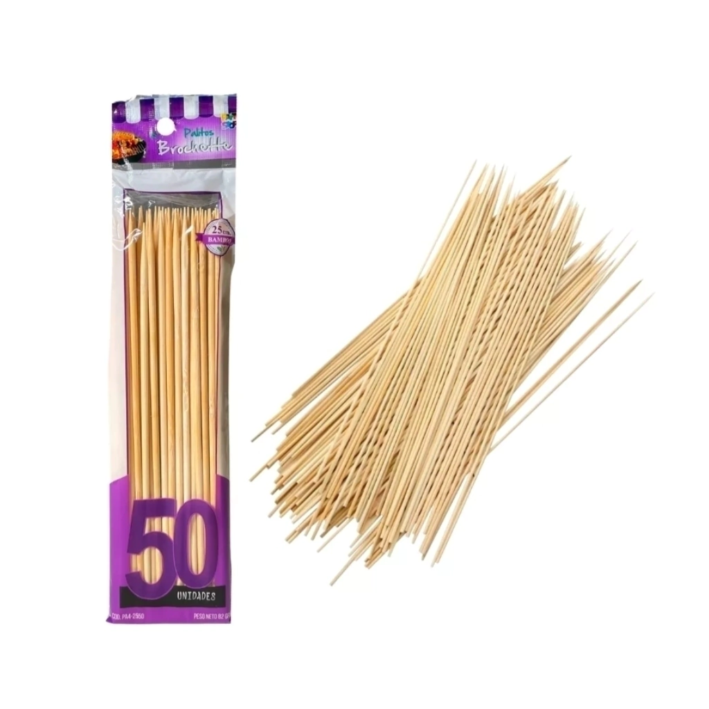 PALITO BROCHETTE GRUESOS 25CM X 50 UN. BOLSA VIOLETA PA4-2550