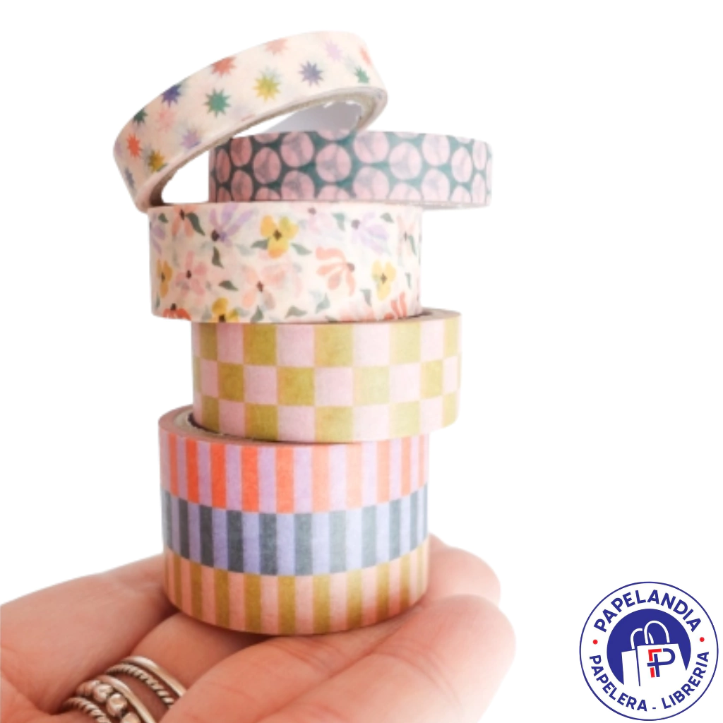WASHI TAPE BOX 5 ROLLOS DE 4MTS CREATIVA 055765