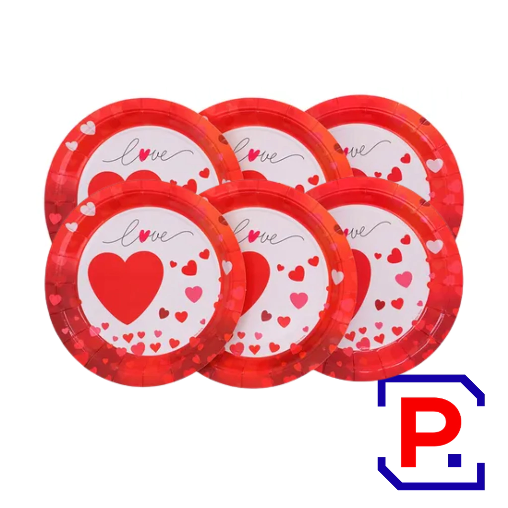 PLATO DE POLIPAPEL 17CM LOVE ENAMORADOS X 6 UNIDADES DPC109