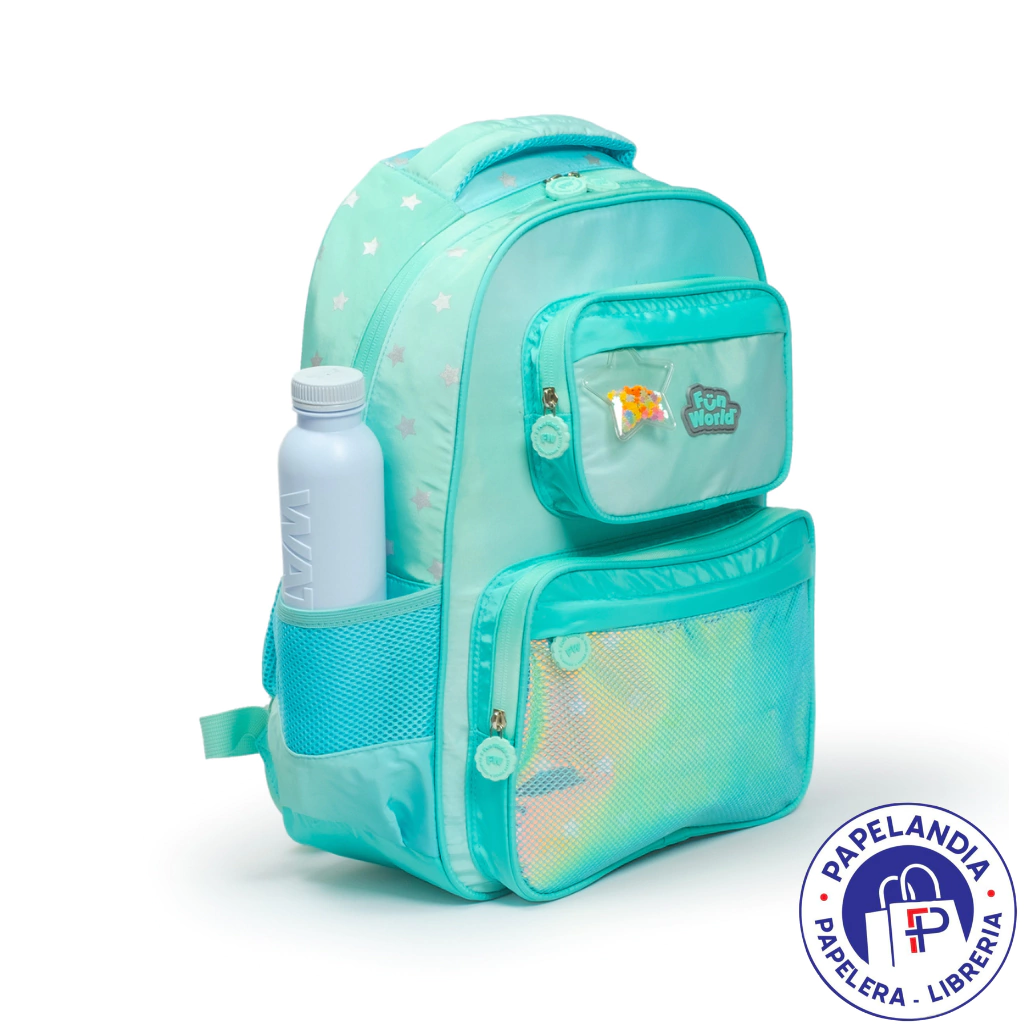 MOCHILA FUN WORLD 17" LOVELY 201236 VERDE