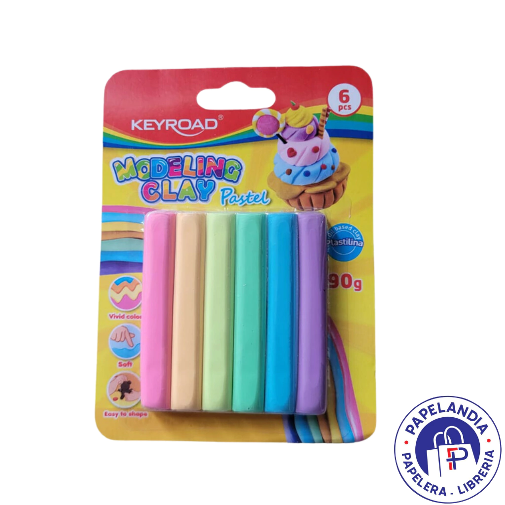 PLASTILINA X6 PASTEL 90GRS OLAMI KEYROAD KR972235