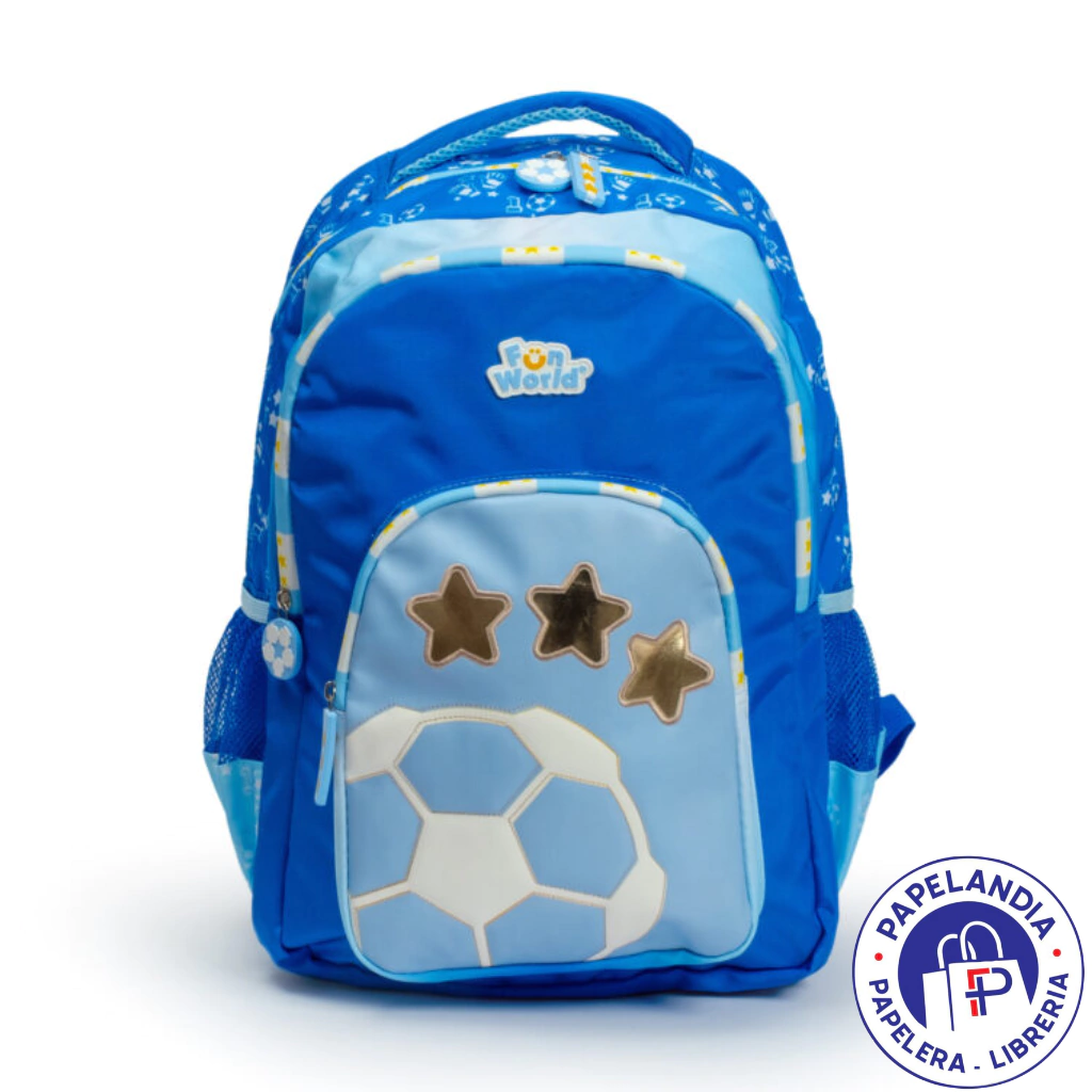 MOCHILA FUN WORLD 17" FANATIC 201237 (AZUL Y CELESTE )