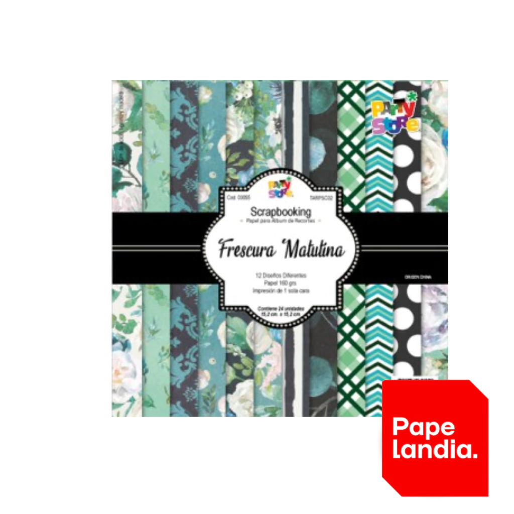 PAPEL SCRAPBOOKING 160GR *FRESCURA MATUTINA* 12HOJAS 15,2X15,2CM TARPSC02