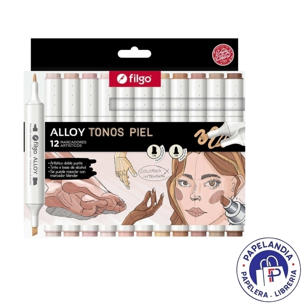 MARCADOR FILGO ALLOY TONOS DE PIEL X12
