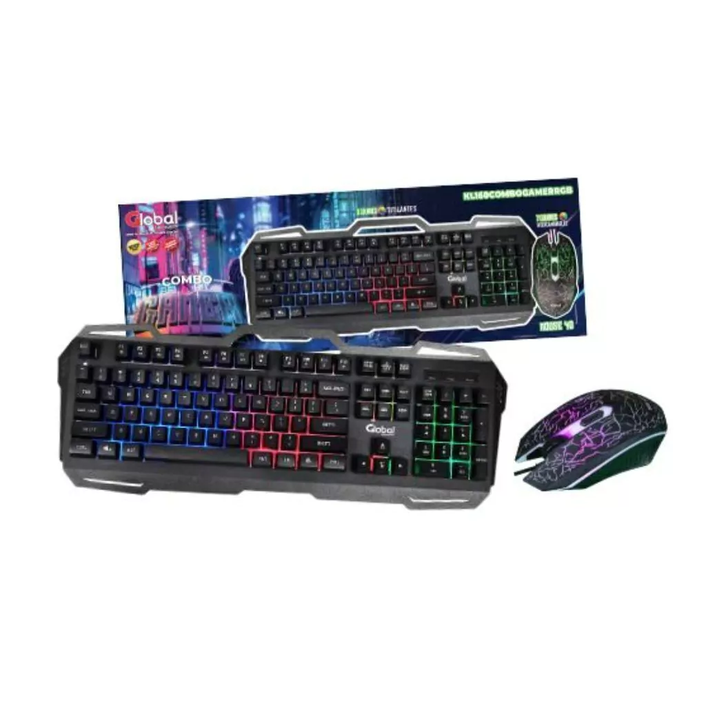 TECLADO Y MOUSE GAMER COMBO TECLADO METALICO KL160 RGB GLOBAL