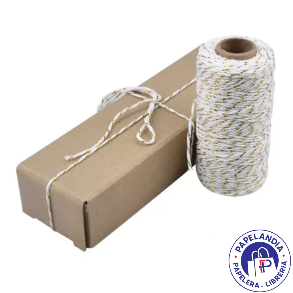 HILO BICOLOR BAKER TWINE BLANCO Y DORADO X CARRETE 50 METROS HA50BL