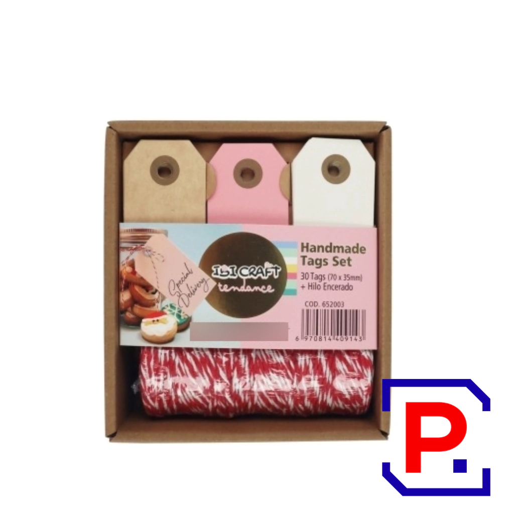 SET TAGS 30PCS C/ HILO 70*35MM CORDEL ROJO 652003