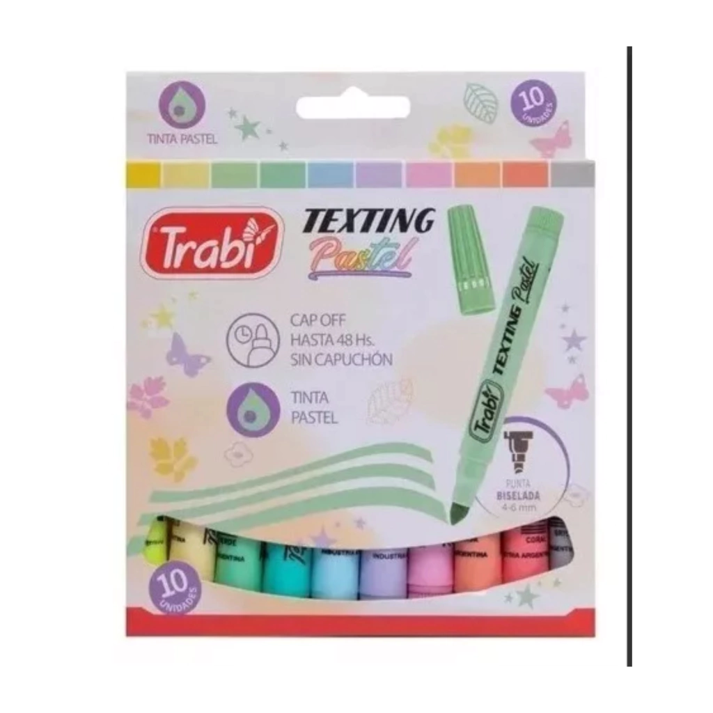 RESALTADOR TRABI TEXTING PASTEL SURT X 10
