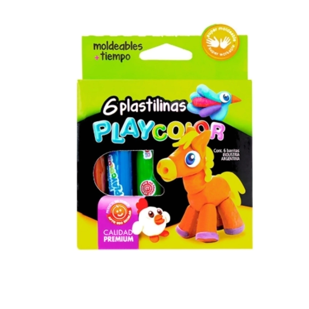 PLASTILINA PLAYCOLOR CAJA *6 BARRAS SURTIDAS