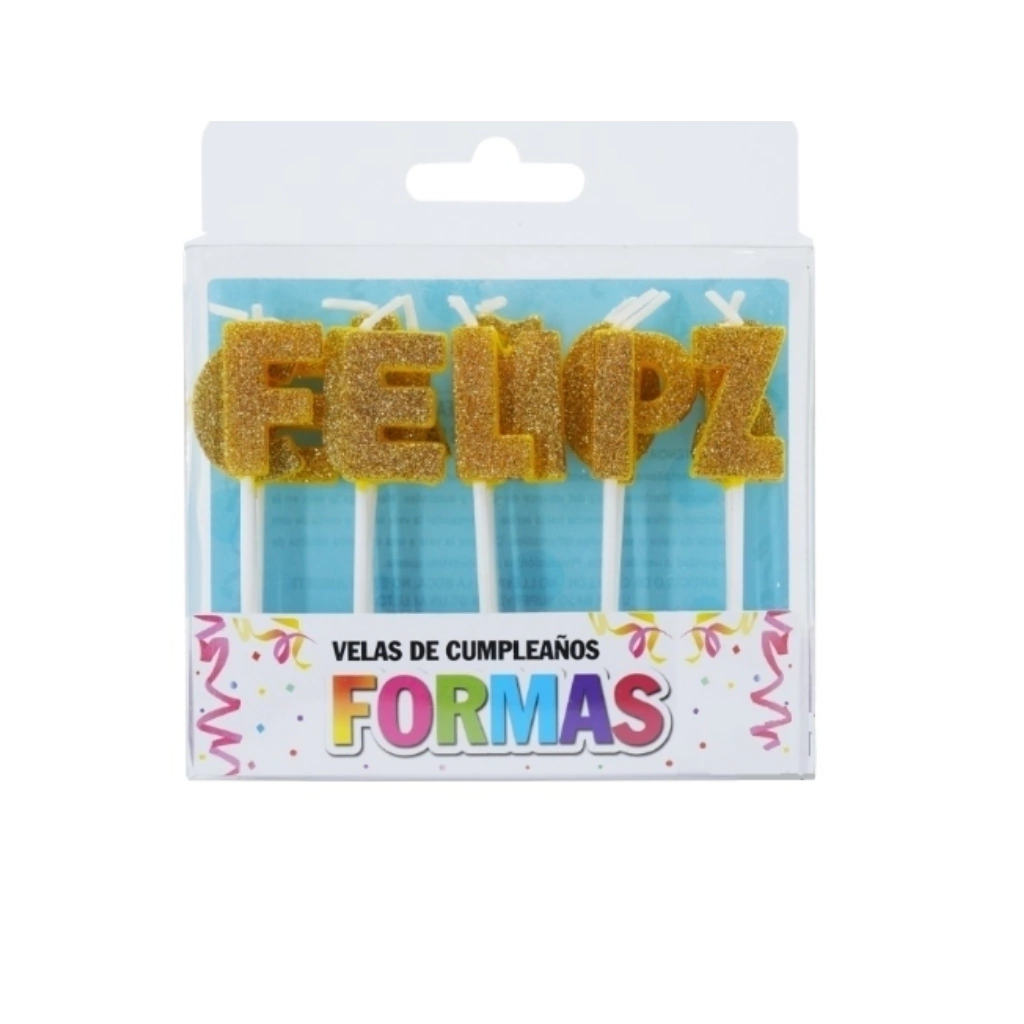 VELAS FORMAS - SET FELIZ CUMPLE DORADO VS054