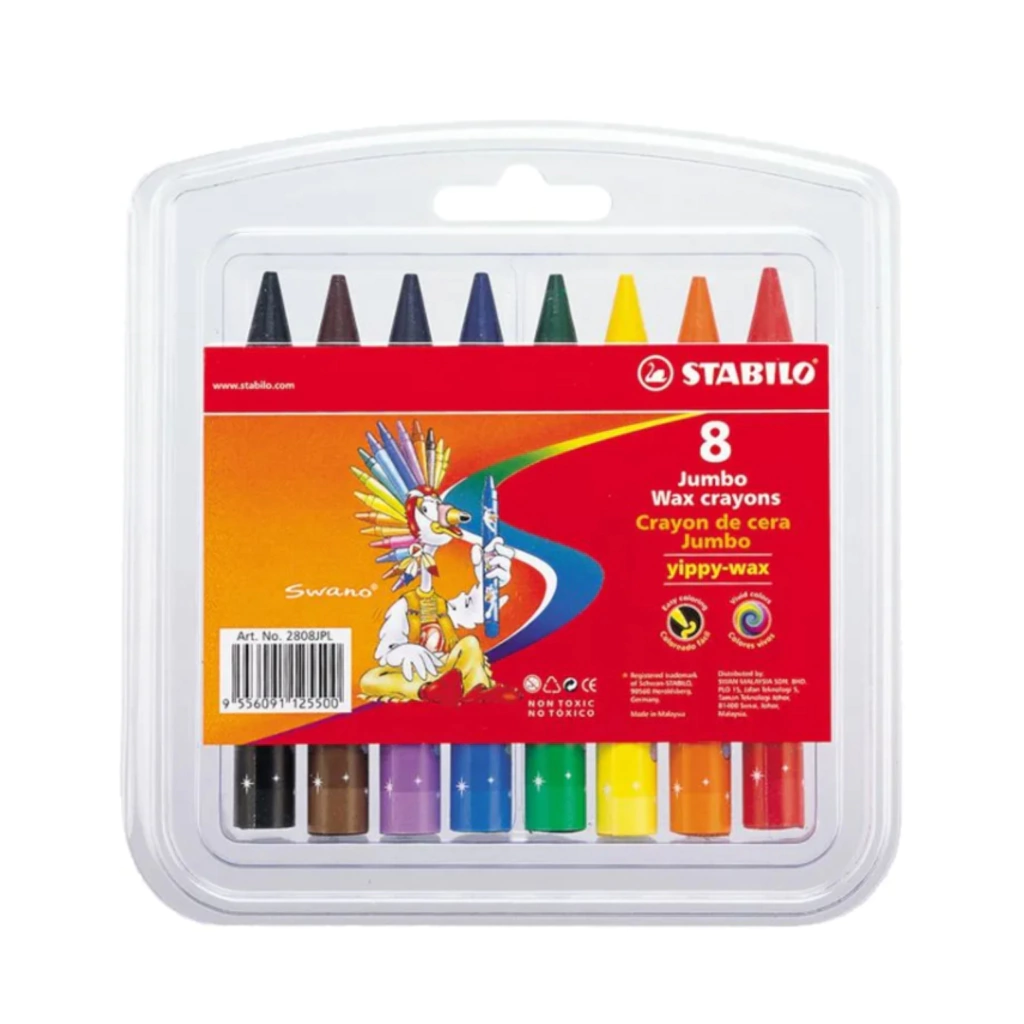 CRAYON DE CERA SWANO YIPPY-WAX X 8 COLORES STABILO