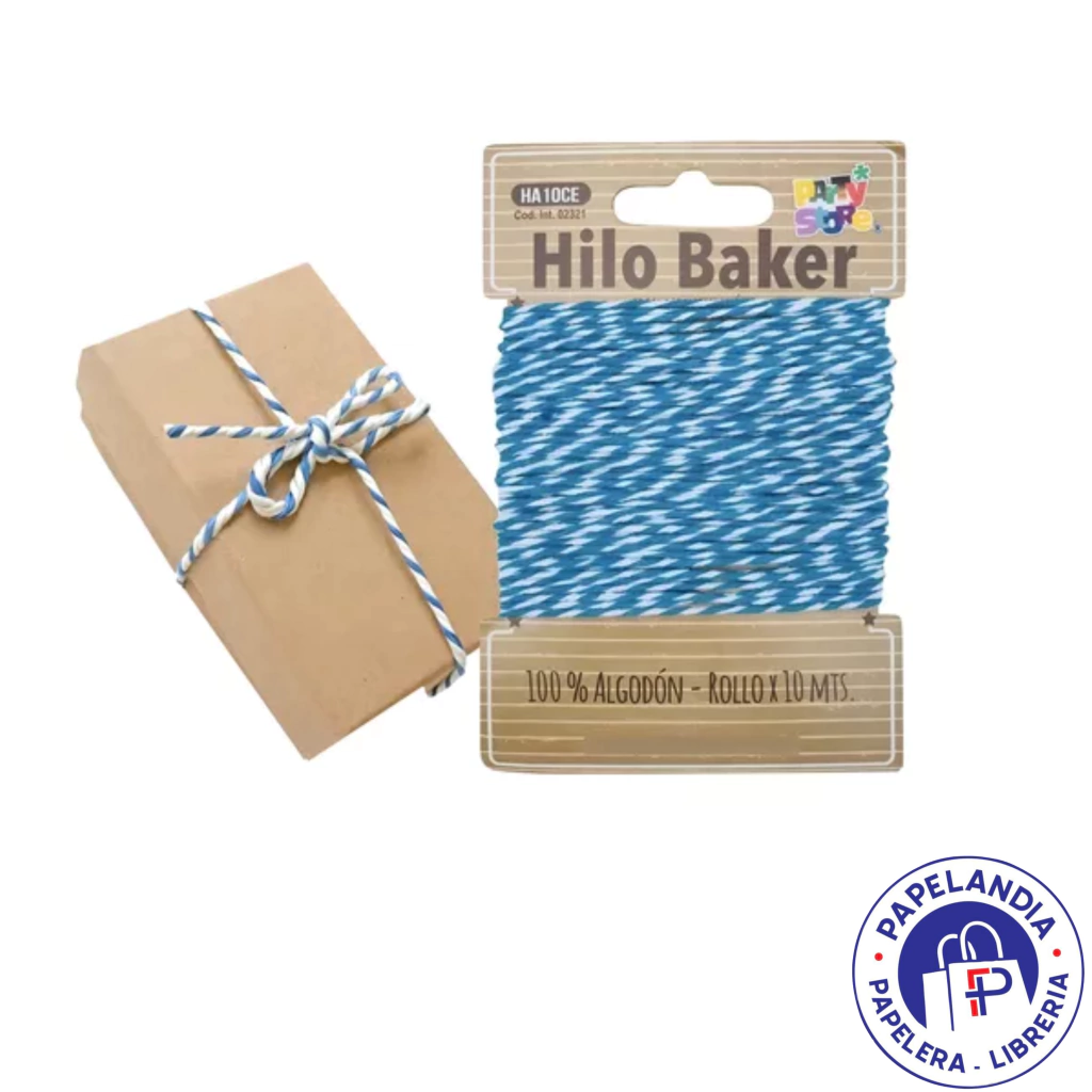 HILO BICOLOR BAKER TWINE CELESTE Y BLANCO X 10 METROS HA10CE