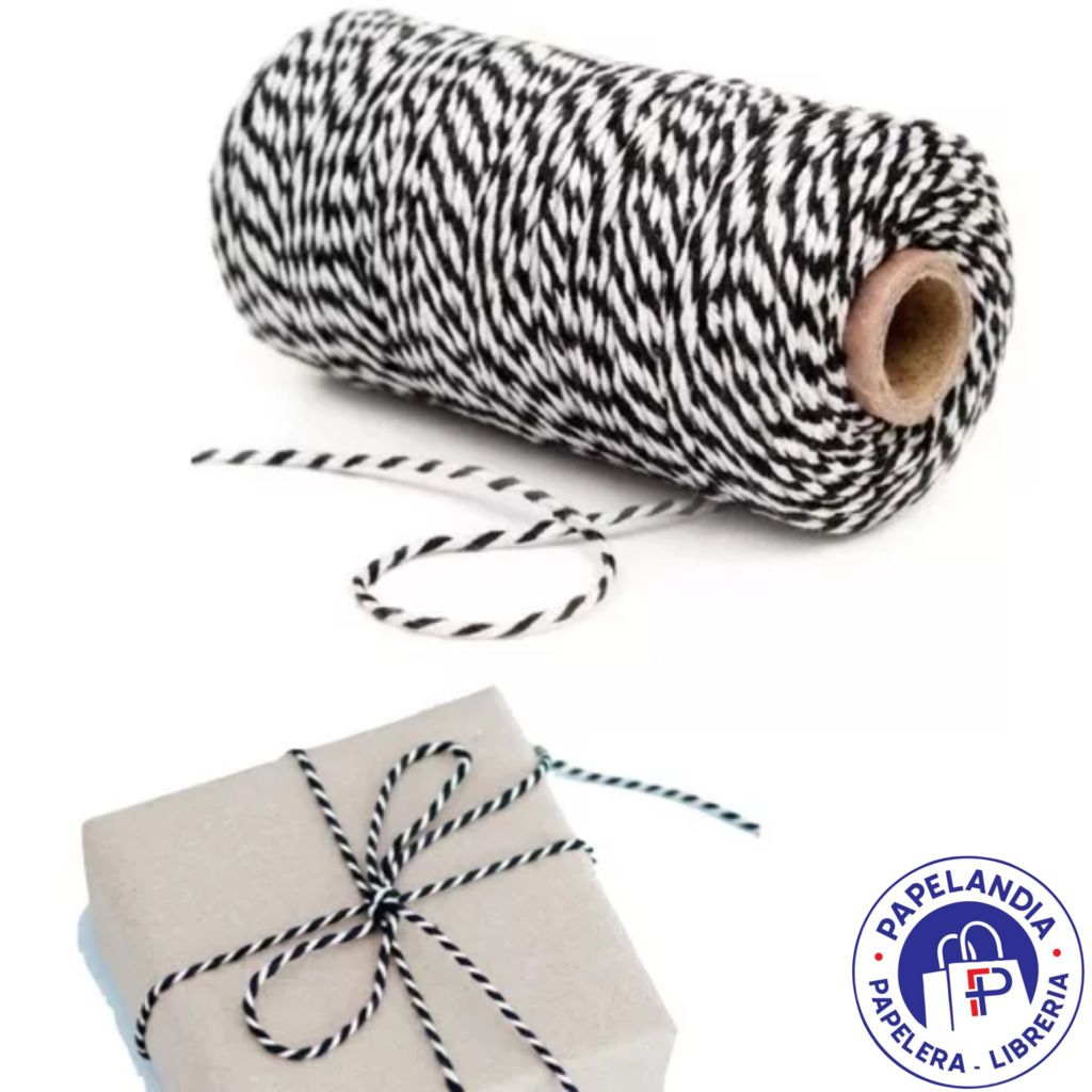 HILO BICOLOR BAKER TWINE NEGRO Y BLANCO X CARRETE 50 METROS HA50NE